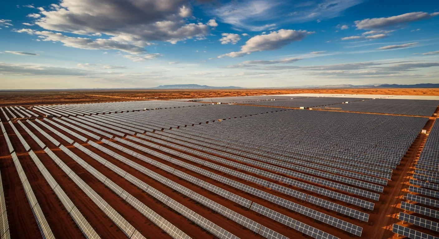 Americas renewable energy solar farm in desert landscape