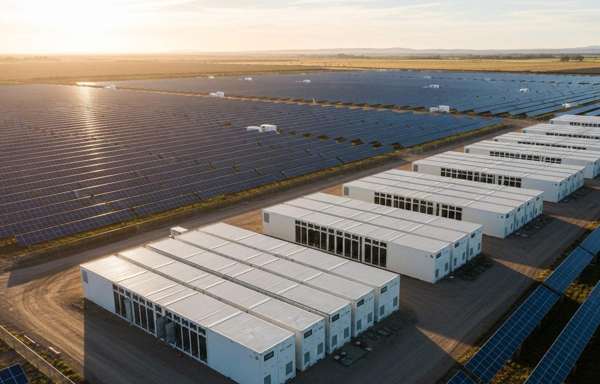 Solar plant with battery storage