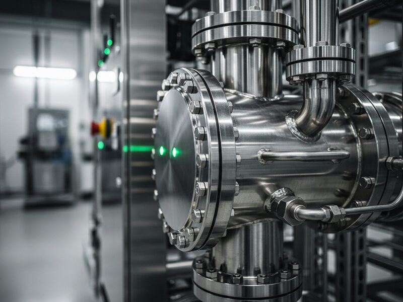 PEM electrolyser stack inside a green hydrogen plant